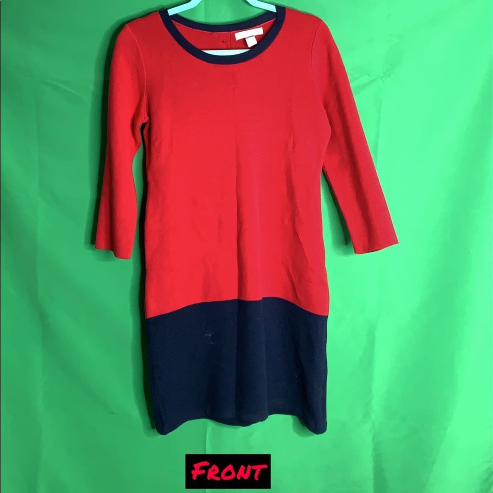 BANNA REPUBLIC (SMALL) Red and navy Blue Dress with button detail